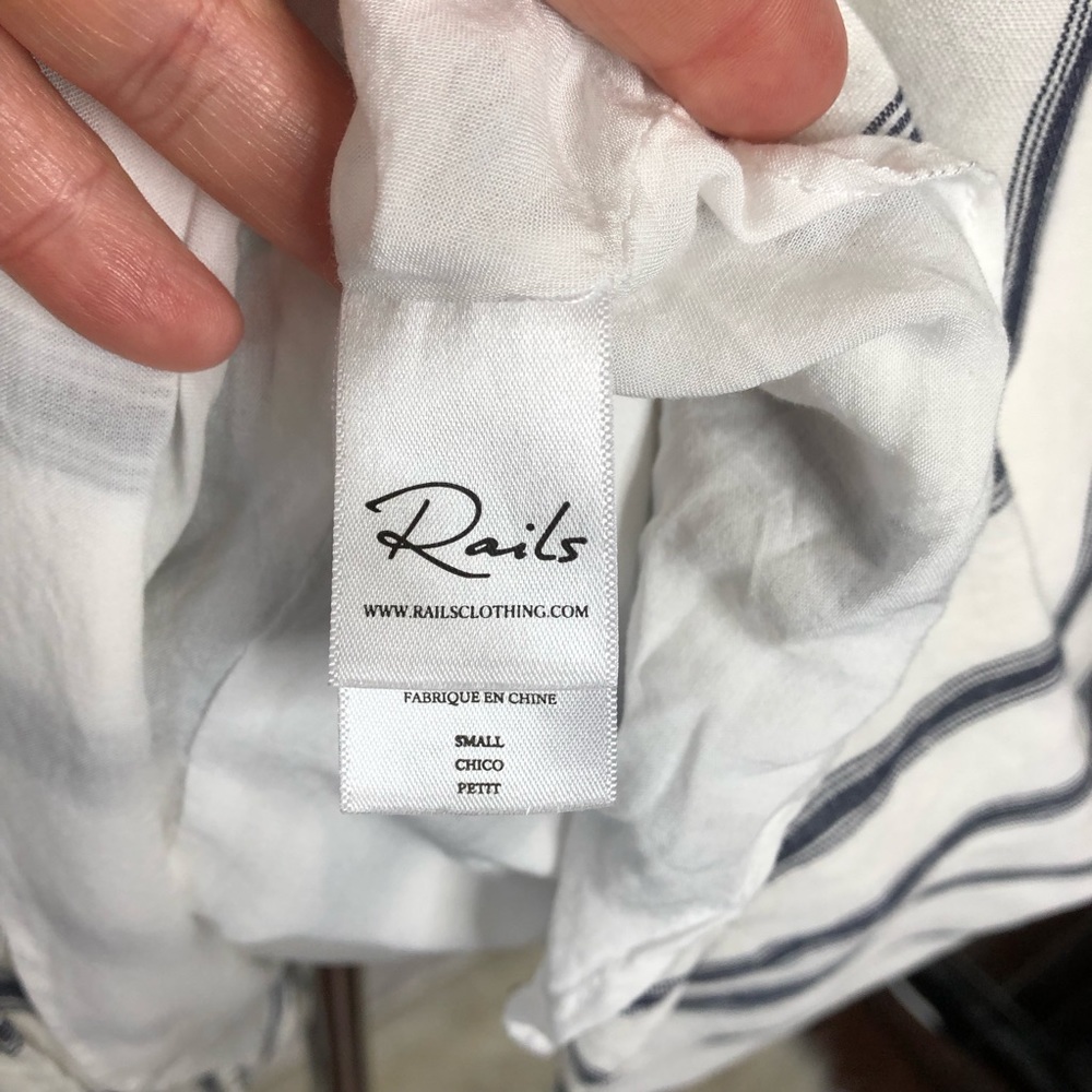 Rails Navy Striped Button Front Strappy Mini Dres… - image 4